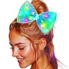 Christmas Light Up Bow Clips Xmas Hair Barrettes LED Neon