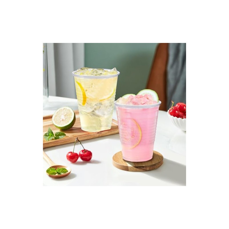 Huifany 600 Pack 7 oz Plastic Cups, Rimmed Disposable Cold
