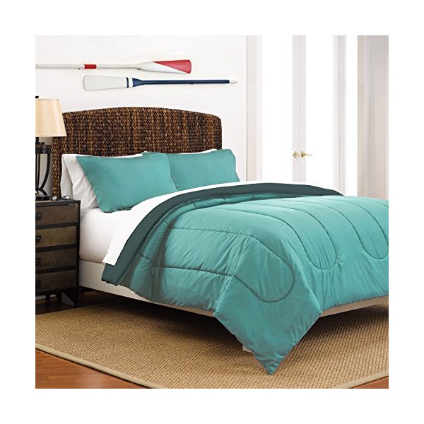 Martex Two-Tone Solid Color Reversible Comforter and Sham Bedding Set