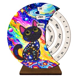 Diamond Art Calendar, Diamond Painting Calendar, Wooden Manual Rotating Desk Calendars, Desktop Small Ornaments Decoration for Home Decor (13)