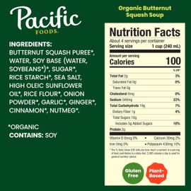 Pacific Foods Organic Butternut Squash Soup, 32 oz Carton