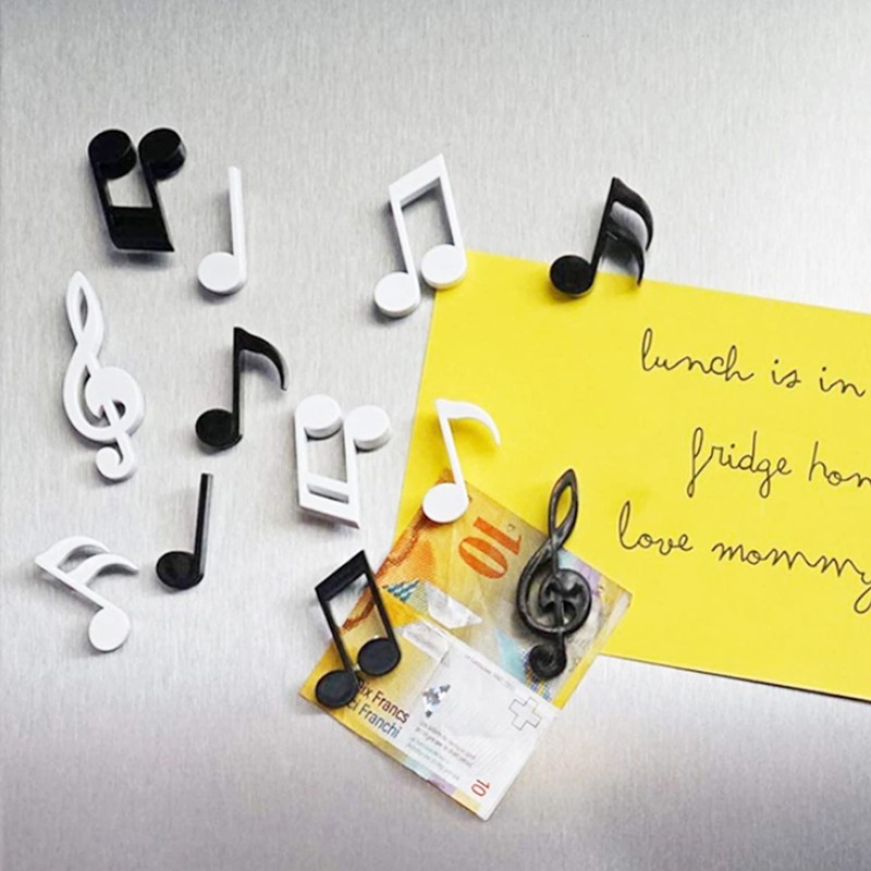 12 Pieces Music Note Magnets, Black & White Magnetic Musical