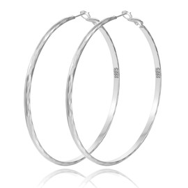 OOOPEL Sterling Silver Hoop Earrings for Women Diamond-Cut Silver Hoop Earrings Large Silver Hoop Earrings Hypoallergenic Circle thin Hoop Oversize Big Silver Hoop Earrings 925 Sterling Silver Womens