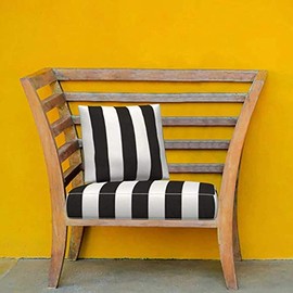 FoamRush Sunbrella (3" x 22" x 22") Cabana Classic Awning Striped Indoor/Outdoor Pillow Home Decorative Seat Cushion Black and White Made in USA