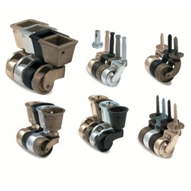 Van Dyke's Restorers Solid Brass Square Cup Caster - 1 Inch Wheel, Antique Brass - Square