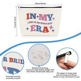 Junior Bridesmaid Gift Makeup Bag Wedding Party Gifts Junior Bridesmaid Proposal Gifts Cosmetic Bag Bridal Bachelorette Party Gifts for Bridesmaids Maid of Honor Friends Sister Zipper Toiletry Pouch