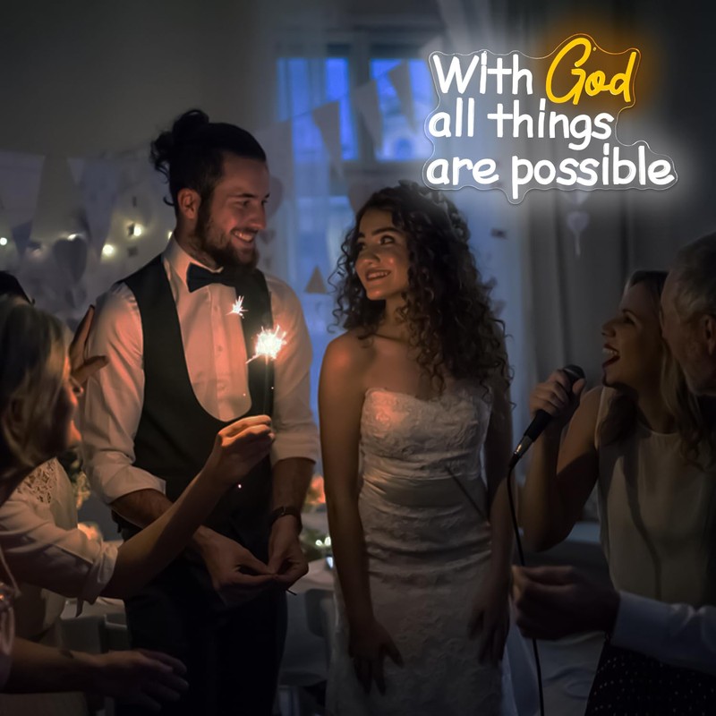 Vveikea With God All Things Are Possible Neon Sign God