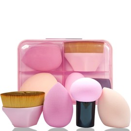 Makeup Sponge, Blender 4 Pack Latex Free Beauty Makeup Powder Puff Blending Blender Foundation Concealer for Liquid, Powders, Creams, Make-up Sets for Women, with Brush