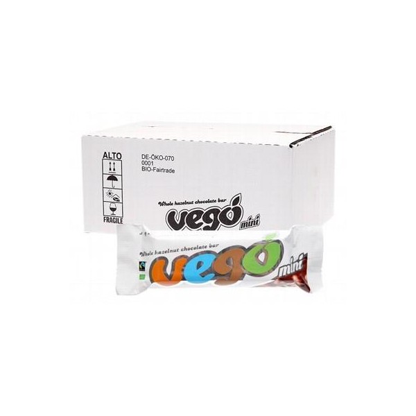 VEGO Whole Hazelnut Organic Chocolate Bar Mini 65g x 20 Bulk