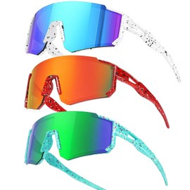 3PACK Kids Youth Baseball Sunglasses,Sports Sunglasses for Boys Girls,cycling Running Golf glasses, Y02