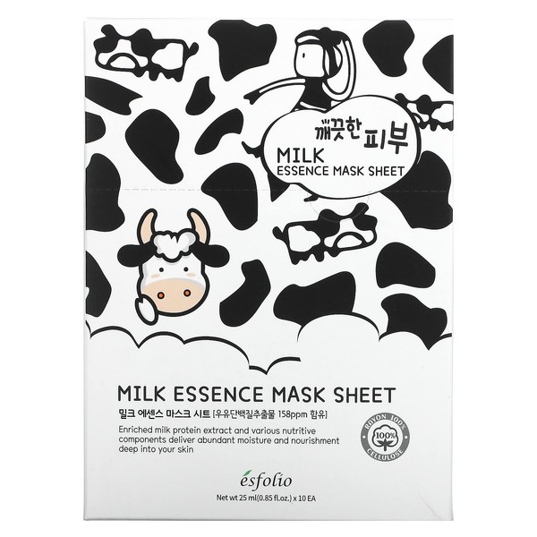 esfolio Pure Skin Mask Box, Milk Essence, 11.8 Ounce