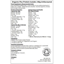 Organic Pea Protein Isolate 60g Sample | Pure No Additives | Vegan
