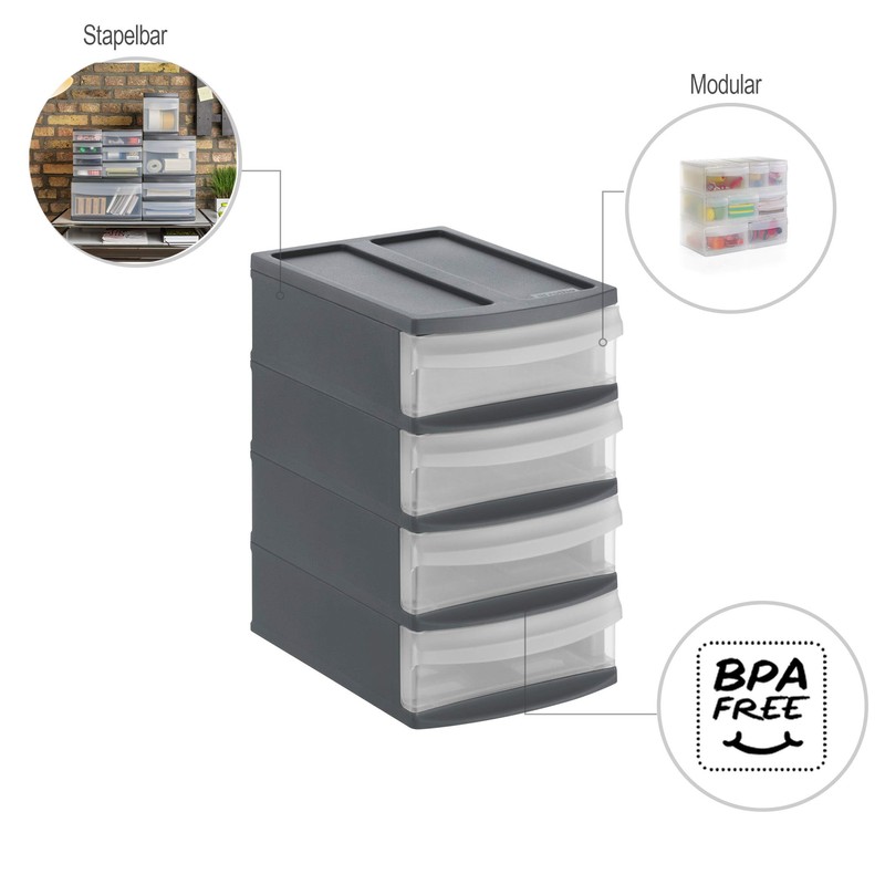 Rotho Systemix Tower Plastic Storage Box, Size XS, 19.6 x
