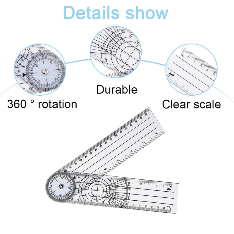 YongXiangPeng Medical Protractor,8.5in Goniometer Plastic Ruler,Professional 360 Degree Multi-ruler GoniometerAngle