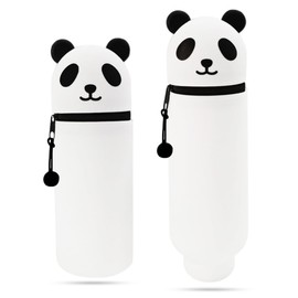 FANGHENG Kawaii Federmäppchen 2 in 1 aus Weichem Federmäppchen Stiftbehälter Cartoon Federmäppchen Stifteetui aus Silikon Teleskopisch Mäppchen für Kinder Schule Home Office Supplies (Panda)