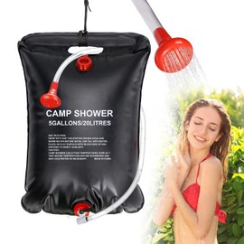 Inoamity Solar Shower Bag Portable 20L Camping Fast Heating to 45°C with Removable Hose Adjustable Head Foldable for Hiking Climbing Travel (20L, 1 Pack)