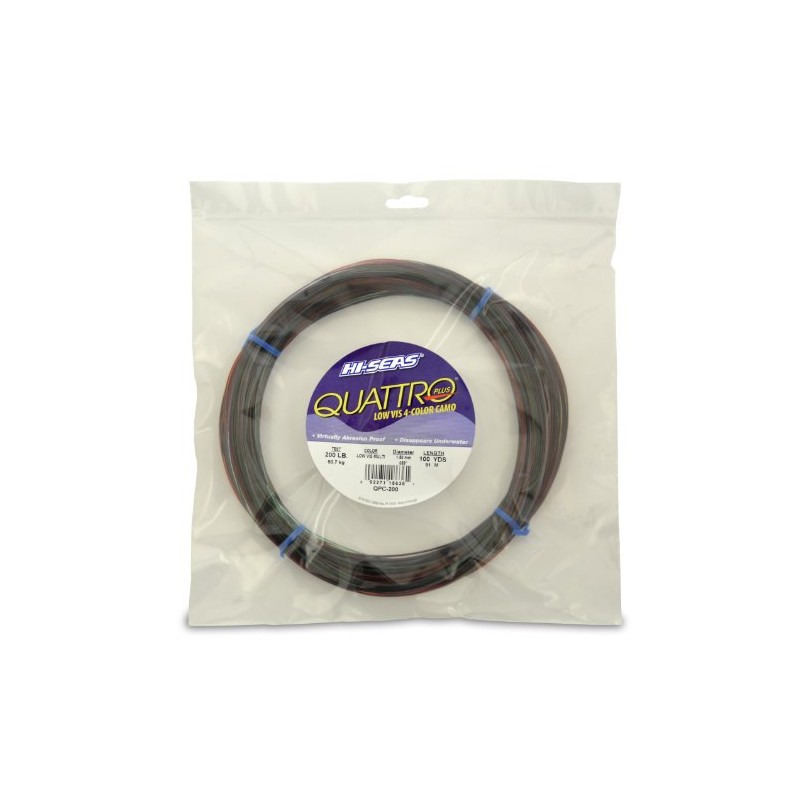 Hi-Seas Quattro Monofilament Leader, 4 Camouflage, 200 Pound Test, 100