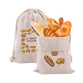 JCUGSBS Linen Bread Bags Set of 2: 2 x Linen Bags for Bread Storage: Ideal Bread Bag, Bread Bag, Bread Baking Accessories, Bread Bag, Bread Bag, Bread Storage