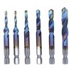 6Pcs Spiral Tap Drill Multifunctional HighSpeed Steel Hex Shank Drill