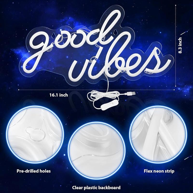Blue Good Vibes Neon Sign (16.1 x 8.3 inch)