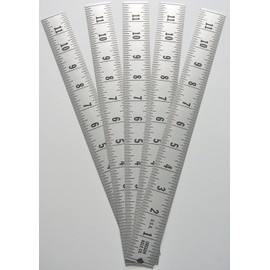 Ruler 5 Pack - Adhesive Backed - 1 1/4 Inch Wide X 12 Inch Long - Right to Left - Fractional - 1/16” Grads - Silver