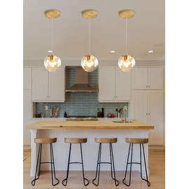 ykolupty Pendant Lights Kitchen Island Gold Globe Pendant Light Fixture,Mid Century Chandelier 1-Light Hanging Fixture for Kitchen Island,Adjustable Length Indoor Lighting for Dinning Room Bedroom