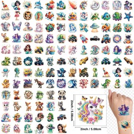 117PCS 3D Temporary Tattoo for Kids, Mermaid Dolphin Shark Butterfly Fake Tattoos, Truck Racing Car Dinosaur Animal Body Tattoos Cartoon Cute Sticker for Boy Girl Party Favors Decoration
