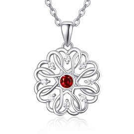 TANGPOET July Birthstone Necklace Sterling Silver Heart Pendant Necklace Infinity Heart Jewelry Birthday Gifts for Women Mom Wife Sister