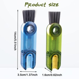 AWAVM 2pcs 3-in-1 Cup Lid Crevice Cleaning Brush, Multifunctional Water Bottle Cover Crevice Cleaning Brush,Cleaning Tools for Home Kitchen, Portable Bottle Cleaning Brush,Two colors