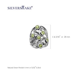 1.8ct. Natural Peridot 925 Sterling Silver Filigree Leaf Ring Size 7