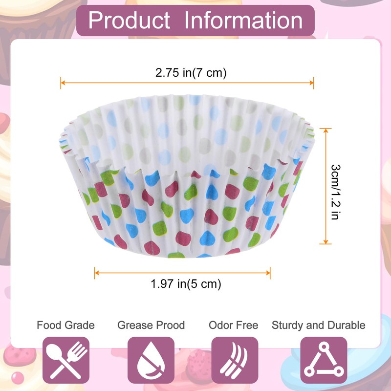 sourcing map 100 Count Cupcake Liners Dot Cupcake Cups Standard
