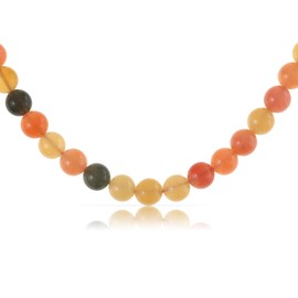 Made by Nami Women's Colourful Pearl Necklace Made of Real Stones with Snake Grain Boho Jewellery 40 + 5 cm Length, Stainless Steel, Pearl