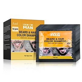 Tinte negro para barba para hombres, teñido negro bigote oscurecimiento de la barba champú patillas coloración mejora la barba, color de la barba 10 piezas (negro)