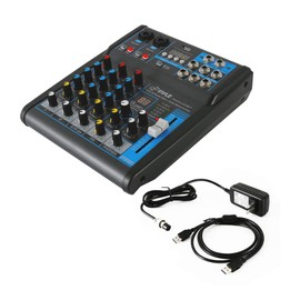 Pyle Professional Audio Mixer Sound Board Console System - Interface 4 Channel Digital USB Bluetooth MP3 Computer Input 48V Phantom Power Stereo DJ Studio Streaming FX 16-Bit DSP processor - PMXU43BT