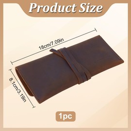 PLIGREAT Leather Pencil Roll Vintage Leather Fountain Pen Case Pencil Bag Pouch with Strap Brown Handmade Pen Case Bag Organizer for Men Women Artists Students Home Office