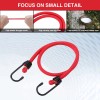 WORKPRO 24 Inch Bungee Cord with Hooks Red 4 Pack