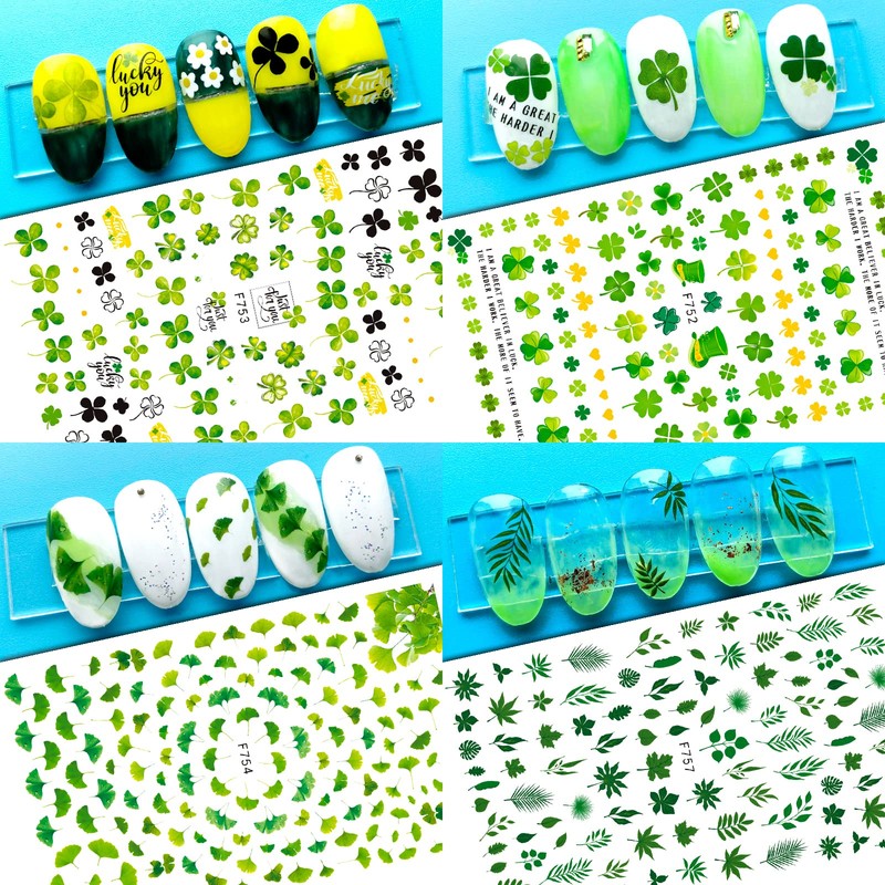 Yoksas Green Foliage Nature Nail Art Sticker Set - 6