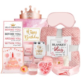 Birthday Gifts for Women, Get Well Soon Gifts for Women, Happy Birthday Box Relaxing Spa Kit with Tumbler Blanket for Mom Wife Friend Sister Coworker, Unique Care Package for Her