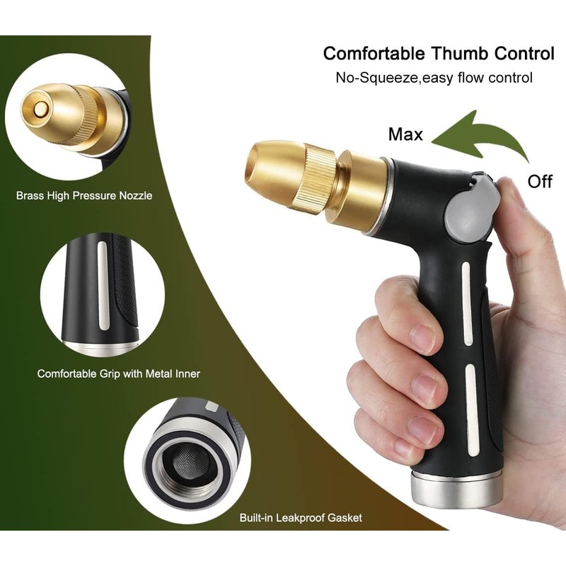 FANHAO Garden Hose Nozzle with High Pressure Jet, 100% Heavy