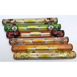Assortment Mix Aromatic Incense Sticks, Aromatherapy with Natural Frankincense, Pack of 6 Packages of 20 Units, Long Lasting Delicate Aroma