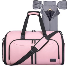 BALEINE Convertible Garment Bag with Shoe Compartment, 2 in 1 Carry on Garment Duffle Bags for Travel, Suit Bag for Men Women (Pink)
