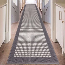Ileading Hallway Runner Rug 2'x10' Heavy-Duty Durable Entryway Floor Mat with Non Slip Rubber Backing for Busy Traffic Extended Indoor Doormat Machine Washable Grey Kitchen Throw Rug for Corridor