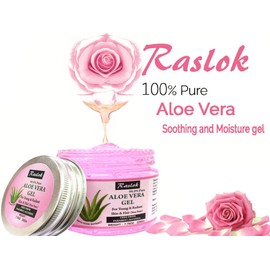 Raslok Aloe Vera Gel Pure Natural Organic Aloe Gel For Moisturizing Face Skin & Hair Care (Rose, 7.76 OZ)