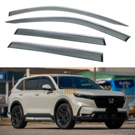 Fits for 2023 2024 2025 Honda CRV CR-V JDM Chrome Trim Low Profile Smoke Tinted Window Visors Rain Guards Wind Deflectors