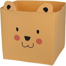 MIJOMA Children's Storage Box, Toy Box for Children's Room (30 x 30 x 30 cm), Foldable, with Motif (Beige - Dog)