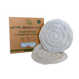 BeMind Compostable Compost Bin Filters(2)Plastic Free! Fits Bins 5-8"|Biodegradable Charcoal Filters for Compost Bucket| Zero Waste Compost Filters for Countertop Bin|Compost Bin Filters Charcoal