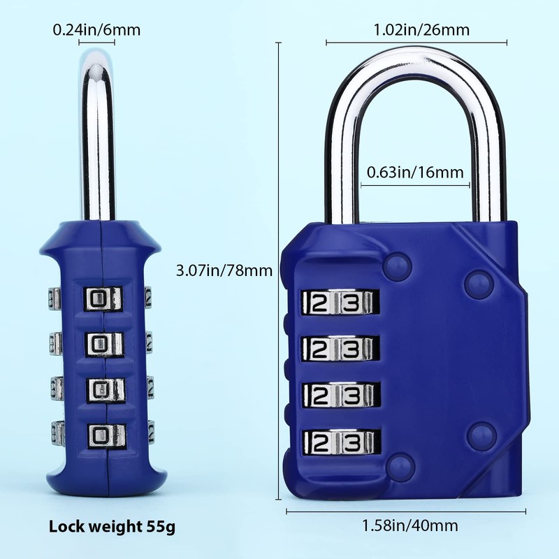 Greoer Combination Lock Sterling Combination Padlock, 4 Digit Combination Padlock,