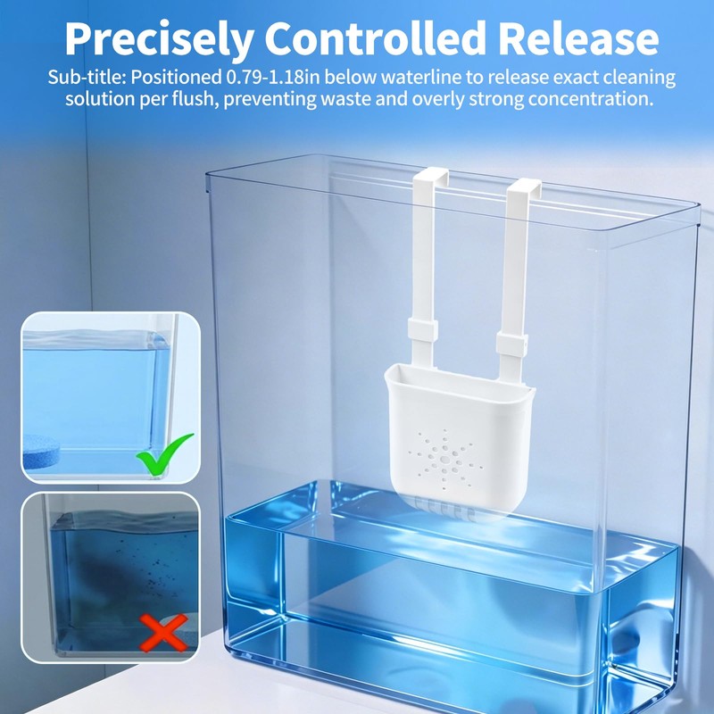 Controlled Release Toilet Bowl Cleaner Tablets Holder with Extension Rod,