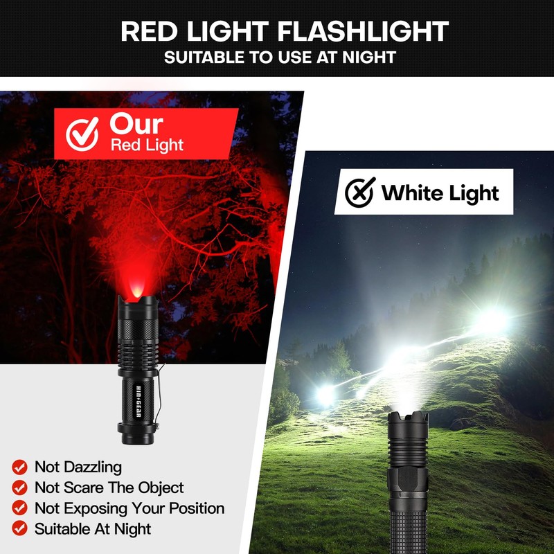 HinsGEAR 2 Pack Red Flashlight LED Single Mode Light 1