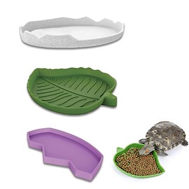 Pack of 3 Leaf Reptiles Food Water Bowl Reptiles Turtle Feeding Bowl Flat Drinking Bowl Water Bowl Footprint Reptiles Water Bowl for Snake Turtle Gecko
